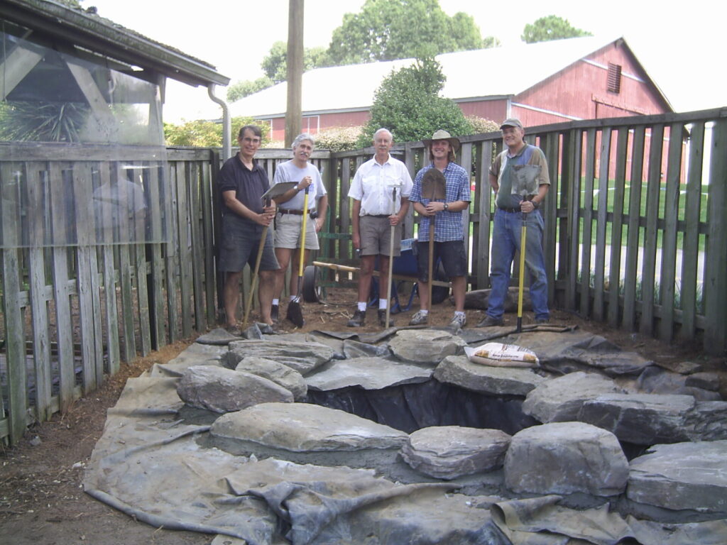 new water feature and volunteers